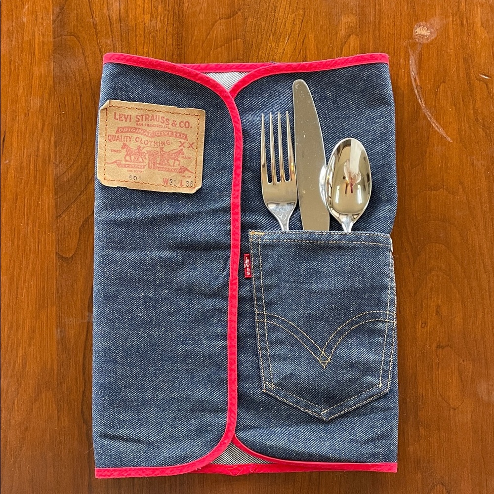 LEVIS 501 Denim Placemats with Pocket 1970s Vintage Set Of 2 RARE - Picture 8 of 17